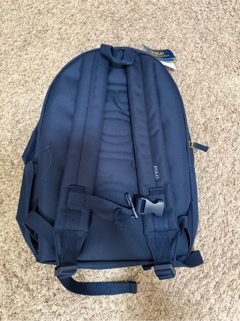 Polo Ralph Lauren School Backpack Bear Logo Navy Blue Laptop Pocket Backpack Bag